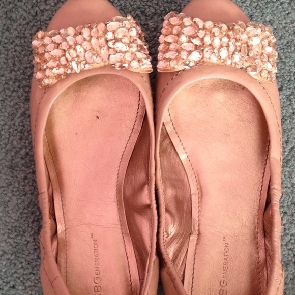BCBG Pink sequin bow flats