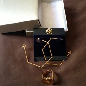 ❌Reserved❌ Tory Burch large hoop earrings and Ring