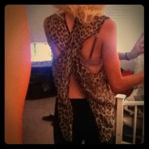 Cheetah print open/cross back top