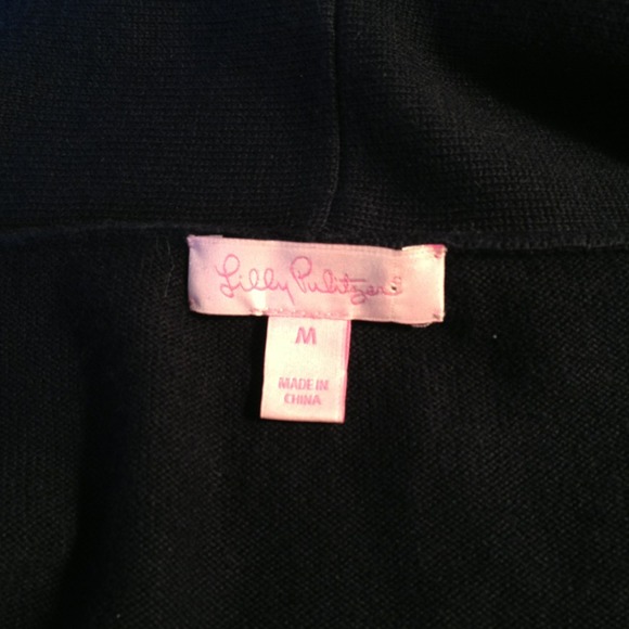 SOLD. Lilly Pulitzer navy open cardigan w/belt szM - Picture 4 of 4