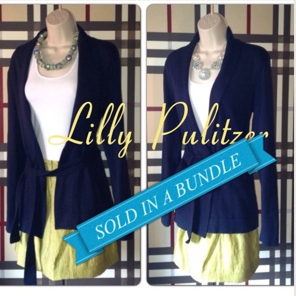 Lilly Pulitzer Sweaters - SOLD. Lilly Pulitzer navy open cardigan w/belt szM
