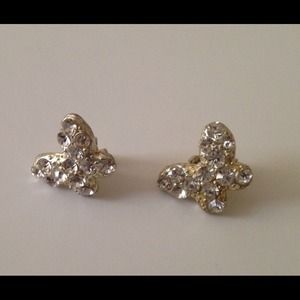 Silver butterfly clip on earrings