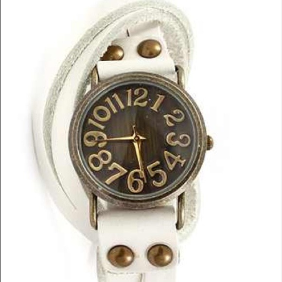 White Leather Wrap Watch