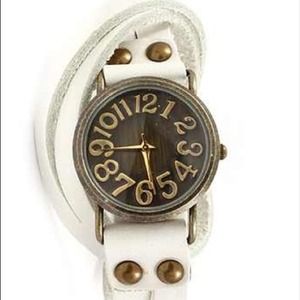 White Leather Wrap Watch