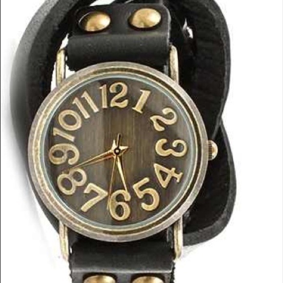 Black Leather Wrap Watch