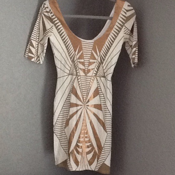 Sold! Bebe  Geometric foil print dress, bundled
