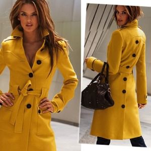 VS VIA Wool Blend Trench Jacket in Creamy White