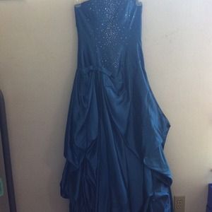 Dark blue formal dress.