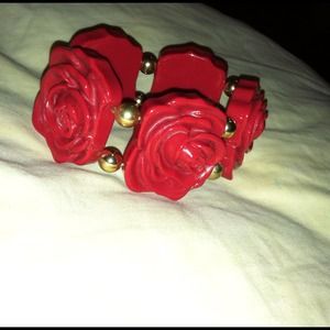Beautiful chunky red rose bracelet