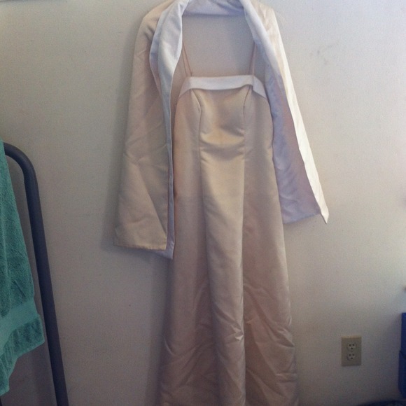 Cream colored floor length dress w/ wrap