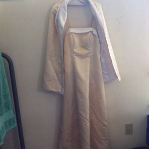 Cream colored floor length dress w/ wrap
