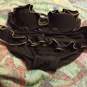 Black bikini with gold trim