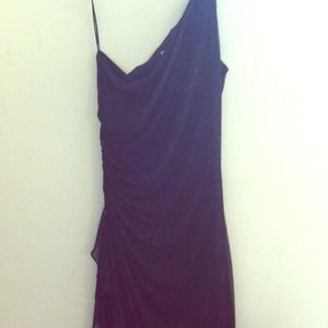 Black flowy dress with side sash embelished