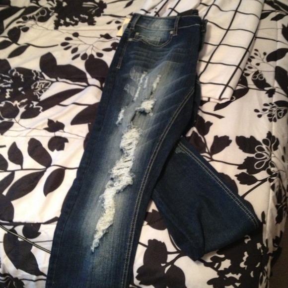 Dark Washed Ripped Jeans