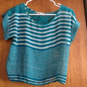 Teal and white striped shirt