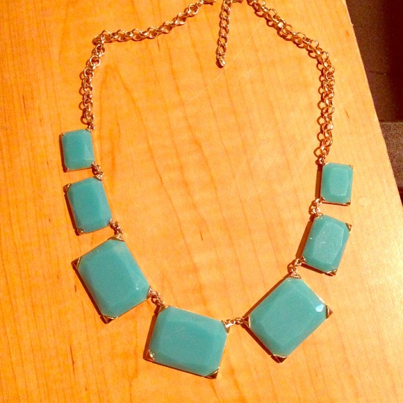 Teal and gold necklace