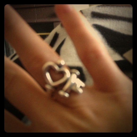 Stainless silver ring from James Avery. Heart/key