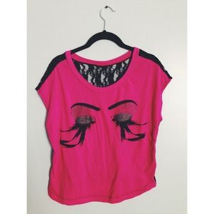 ❌SOLD❌Hot pink lace back crop top 💋