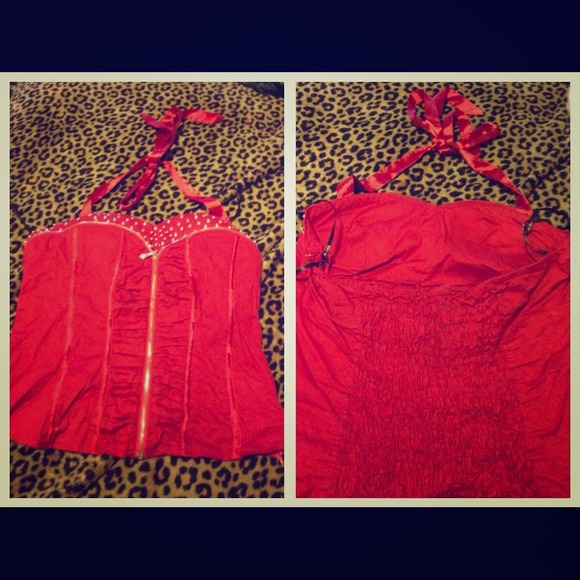 RED OH YES HALTERED SHIRT