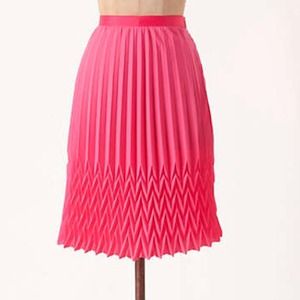 Anthro Pink Pleated Chevron Skirt
