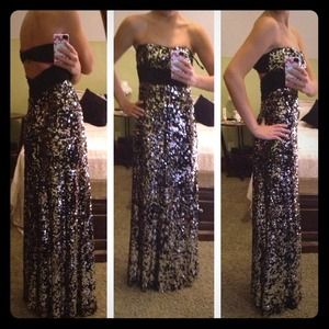 Open back black and silver all over sequin dress