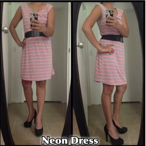 New neon pink and grey dress