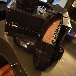 Reserved - TOMS black sequined shoes