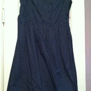 Blue and white polka dot dress