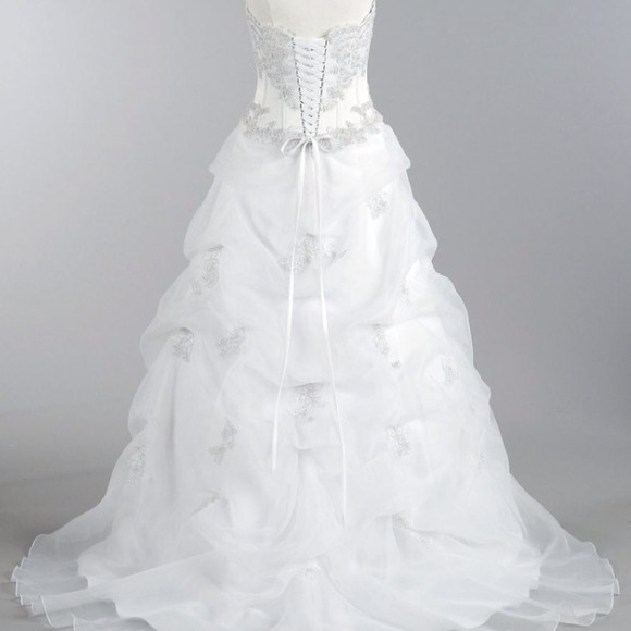 Beautiful Petite Satin Corset Wedding Dress - Picture 2 of 4