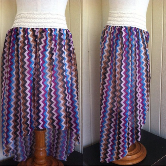 Tribal print hi-low skirt