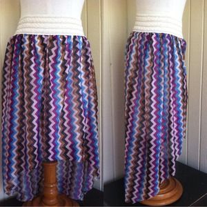 Tribal print hi-low skirt