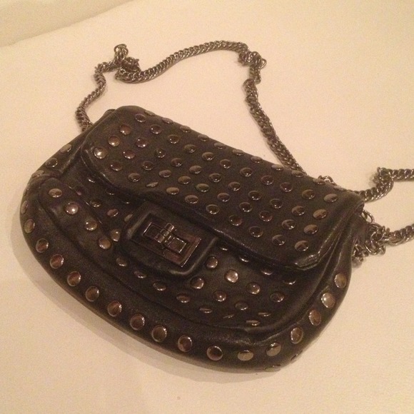 Black studded mini messenger