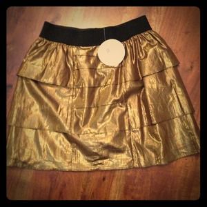 BCBGeneration Gold Metallic Skirt