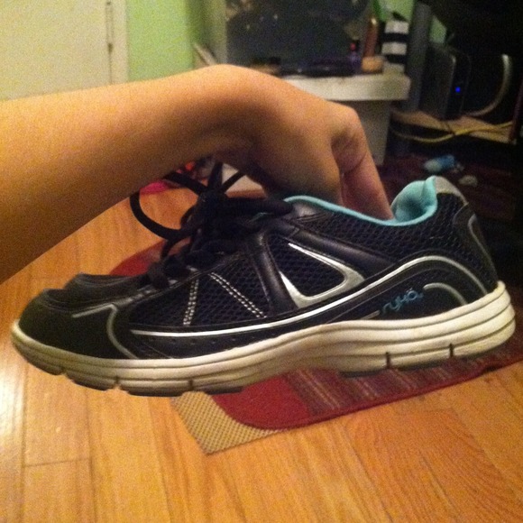 Worn a few times! Blue and black running shoes