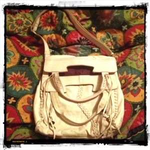 Lucky Brand fold over white purse / tote / bag