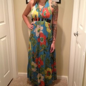 🌻 floral print halter maxi dress 🌸