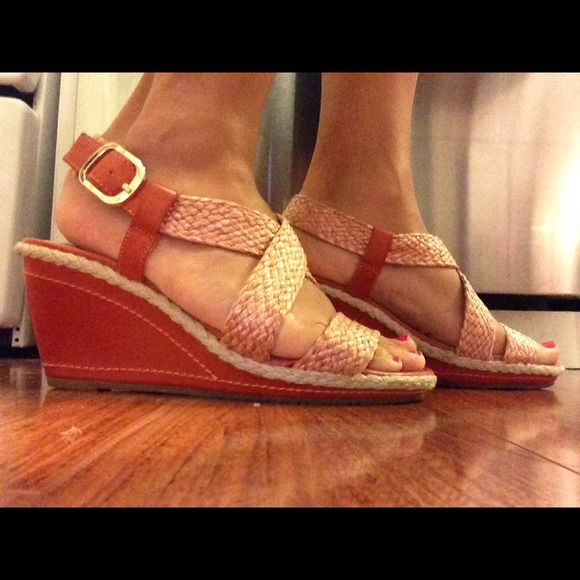 Orange Wedge Sandals