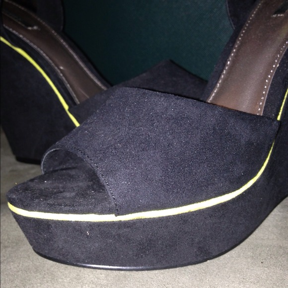 Forever 21 neon and black wedges. - Picture 3 of 3