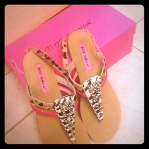 Betsey Johnson Coral Leopard Sandals