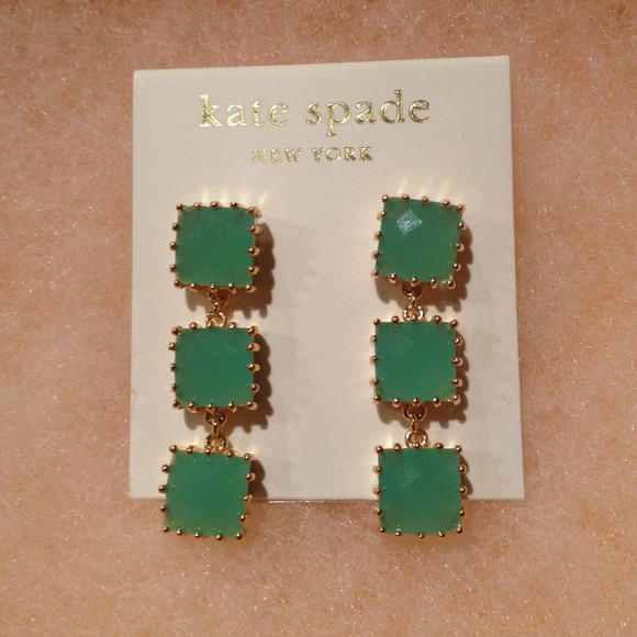 NWT Kate Spade 14k gold filled aqua earrings