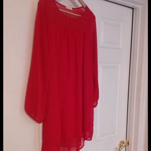 Red hi-LO long sleeved dress