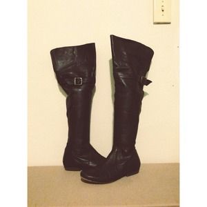 🎉SALE🎉 Black Real Leather OTK Boots