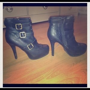 Brand new black faux leather ankle boots!