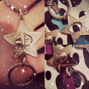 Coach silver star keychain