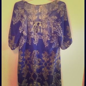 Blue hued oversized blouse