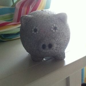 Silver sparkly piggy bank