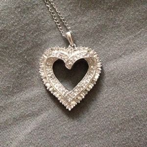 Genuine white diamond sterling silver necklace!