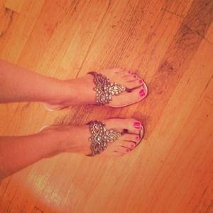 Silver sparkle dressy sandal sz 9