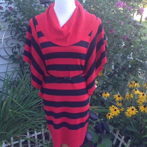 Red/Black Stripes Sweater Dress