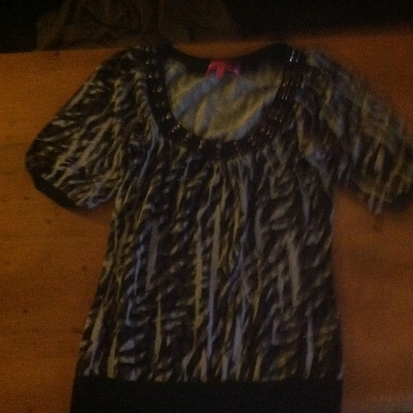 almost famous cheetah zebra grey and black top